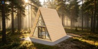 Maison en bois préfabriquée moderne en forme de A, petite cabane triangulaire pour complexe hôtelier et camping