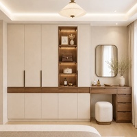 Sistema de Armario Modular Nórdico Directo de Fábrica con Mesa de Maquillaje y Estantes de Exhibición para Diseño de Dormitorio Residencial Contemporáneo