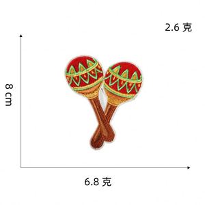 NODA Patch brodé thermocollant Spécialités mexicaines Chapeau de fête, Taco, Guitare, Tambour à main pour la décoration - Product Image 5