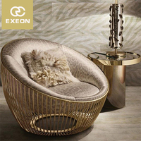 Fccexeon — fauteuil en cuir doré moderne, canapé italien de luxe