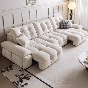 Fabric Function Bed Zero Wall Modern Simple Style Living Room Home Telescopic 3-seater <b>Wood</b> 2509C Creamy Style Adds a Touch of E - Product Image 4