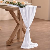 Chemin de table de mariage en polyester écologique rose pâle large couleur unie de luxe