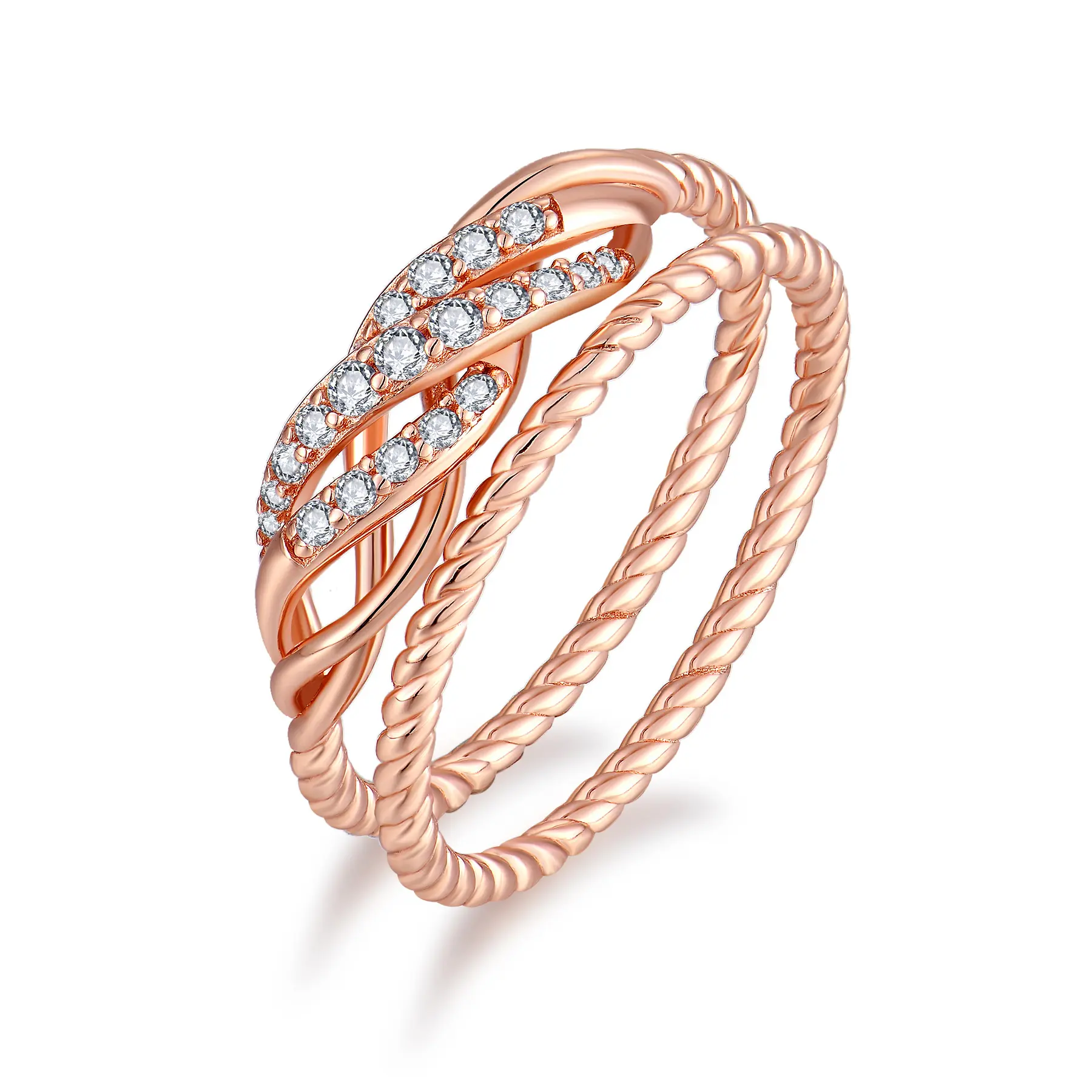 Custom OEM Fine Jewelry 925 Sterling Silver Rose 18K Gold Plated Geometric Engagement Wedding Gemstone Rings