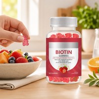 Bonbons Gommeux de Beauté Halal Personnalisables OEM ODM avec Logo, Vitamines Biotine 5000mcg, Supplément pour la Croissance Capillaire à la Biotine, Prêts à l'Achat