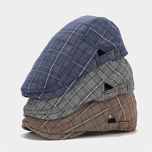 Venta al por mayor baratos hombres mujeres Plaid boinas Primavera Verano fino estilo británico Newsboy Cap Retro Cabbie sombrero artístico sombreros Peaked Painte - Product Image 1