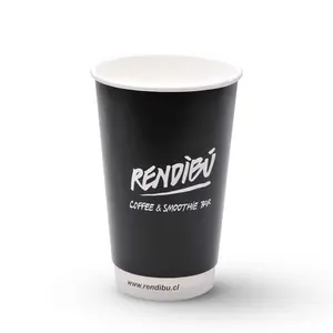 Taza de papel de pared doble desechable, 16 oz, papel de café recubierto de pe, logo personalizado