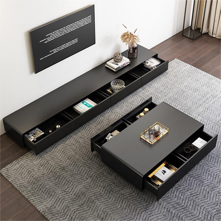 Simple Home Indoor Wooden Furniture Wholesale Modern Coffee Table Set Television Wooden Luxury Media Console TV Stand