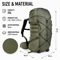 Sac à dos de randonnée robuste 25L, compact et fonctionnel, avec système de dos suspendu
