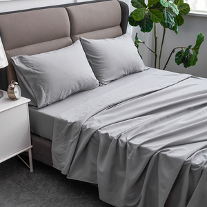 4pcs chải sợi nhỏ Khăn trải giường phẳng được trang bị tấm bedsheet bedding Set với 2 gối trường hợp cho khách sạn