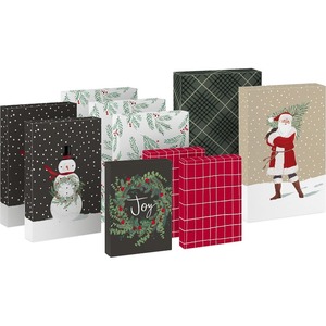 Christmas gift shirt <b>box</b> with red, green, and <b>black</b> checkered patterns, snowman patterns, Santa Claus patterns, customizable - Product Image 1