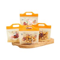 Sachet en plastique auto-scellant Kawaii avec motif animal de dessin animé, pochette de rangement transparente à poignée supérieure pour noix, bonbons, emballage de cadeaux de fête