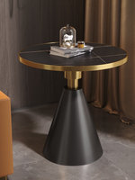 Table d'appoint de luxe en métal au design nordique avec plateau en marbre et dalle de pierre pour salon, balcon, hôtel, chevet – Table à thé pour petit appartement