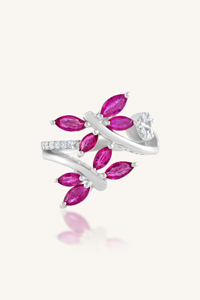 แหวนทับทิมและเพชรแท้ เงินแท้ 92.5 รุ่น KLSR-11059 - Product Image 2