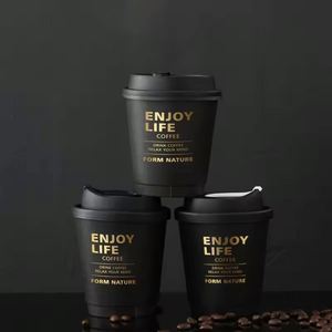 Disposable Gold Foil Stamping Custom Logo Own Branding Black <b>Cup</b> <b>Takeaway</b> Double Wall <b>Coffee</b> Paper <b>Cups</b> With Lid - Product Image 3