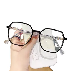 Bingkai Cahaya Biru TR90 Baru Dalam Mode Wanita 2022, Tanpa Riasan, Kacamata Siswa Bingkai Lensa Datar