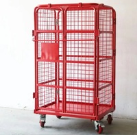 Chariot en treillis métallique pliable en acier galvanisé électrostatique Q235 à quatre roues, conteneur industriel HDNT