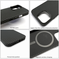 Coque de téléphone en PC rigide mince avec texture en fibre de carbone magnétique et aramide, étui en résine fibre de carbone pour iPhone 13 14 15 16 Pro Max