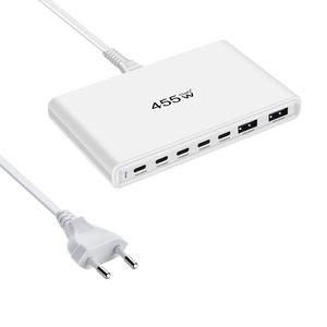 Station de charge murale GaN PD 455W avec concentrateur USB et charge rapide pour ordinateur portable, appareil photo, iPad et smartphones - Modèle de bureau - Product Image 5