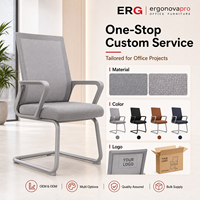 Chaise de visiteur ergonomique moderne grise personnalisée avec accoudoirs en maille, dossier respirant, siège rembourré, pivotante pour bureau à domicile
