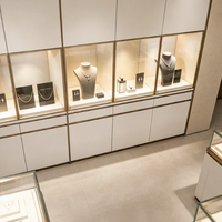 Ensemble complet de présentoirs à bijoux, vitrine murale en verre avec éclairage LED, comptoir d'exposition avec armoire à bijoux assortie