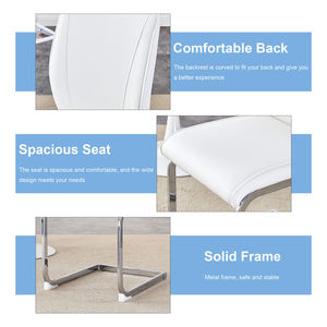 Juego de Sillas de Comedor de Lujo con Patas Plateadas, Cojín de Material PU Resistente con Diseño de Arco Simple, Estilo Moderno para Muebles de Hogar y Hotel - Product Image 5