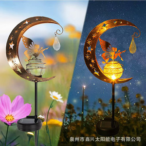 Lanterne de jardin solaire en fer forgé, best-seller, éclairage d'ambiance extérieur, pour cours, jardins, pelouses - Product Image 3