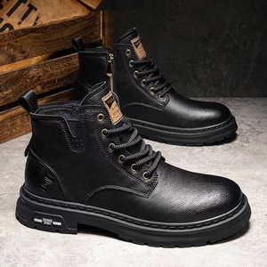 Botas Martin para hombre, caña alta, estilo americano-inglés, para todo tipo de clima, impermeables, con cremallera lateral, cuero genuino, suela de goma - Product Image 4
