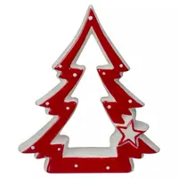 4.5 "สีแดงและสีขาวไม้เครื่องประดับเซรามิกต้นคริสต์มาสโต๊ะอุปกรณ์ตกแต่งคริสต์มาสของขวัญ
