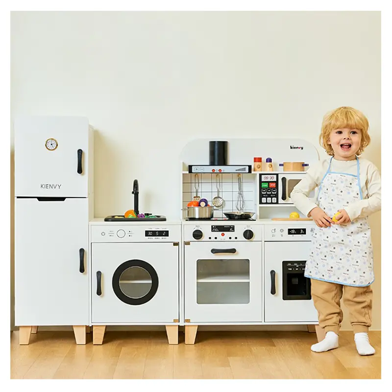Réfrigérateur en bois, surdimensionné, pour enfants, jouet de cuisine, offre spéciale, son d'évier, lumière, version coréenne, nouveauté,