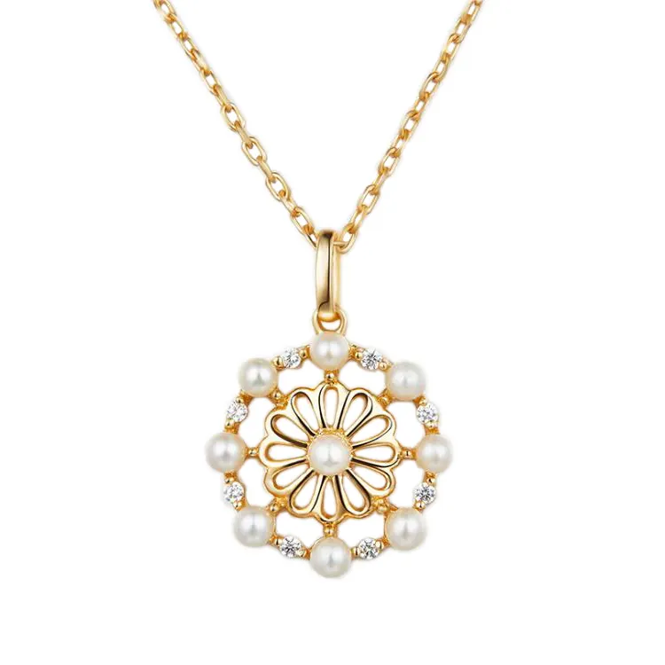 vintage jewelry gold plated 925 sterling silver pendant joyas de plata pearl pendant necklace