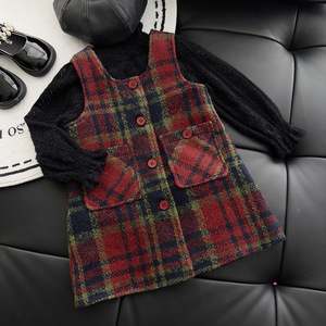 Completo Invernale per <span class=keywords><strong>Bambina</strong></span>: Vestito Gilet in Lana a Quadri con Camicia Sottogiacca - Set Abbigliamento Dolce per Bambine - Product Image 4