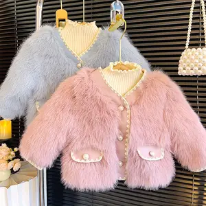 Nuevo invierno moda coreana abrigo de niña niños manga larga piel princesa chaqueta color caramelo bebé niñas prendas de vestir ropa
