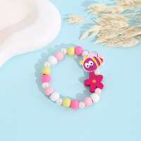 Bracelet en perles de bois pour enfants, motif animal, cadeau de rentrée scolaire, bracelet de princesse sirène pour filles de maternelle