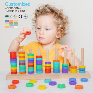 EDULAND Montessori Juego de Aros de Madera Arcoíris para Clasificar Colores, Juguetes Educativos de Conteo de Cuentas para el Aprendizaje de Matemáticas para Niños - Product Image 4