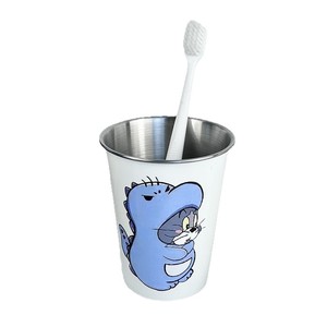 ถ้วยแปรงสีฟันสแตนเลส ดีไซน์การ์ตูน พกพาสะดวก ใช้ในบ้าน ถ้วยทรงตรง - Product Image 2