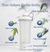 Batteur Électrique Démontable USB avec Large Ouverture, Bouteille Mixeur Shaker pour Boissons Protéinées