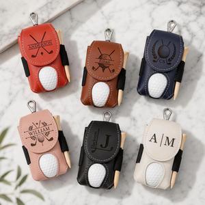 Custom PU <b>Leather</b> Portable <b>Golf</b> Ball <b>Bag</b> Laser Engraved Name Accessories Storage Pouch Waist Clip Golfing Keepsake - Product Image 5