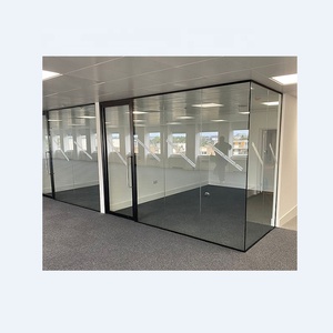 EBUNGE, decoración de oficina sin marco delgada, Partición de vidrio acústico, Partición de vidrio templado de vista completa, diseño de pared de cortina de aluminio - Product Image 5