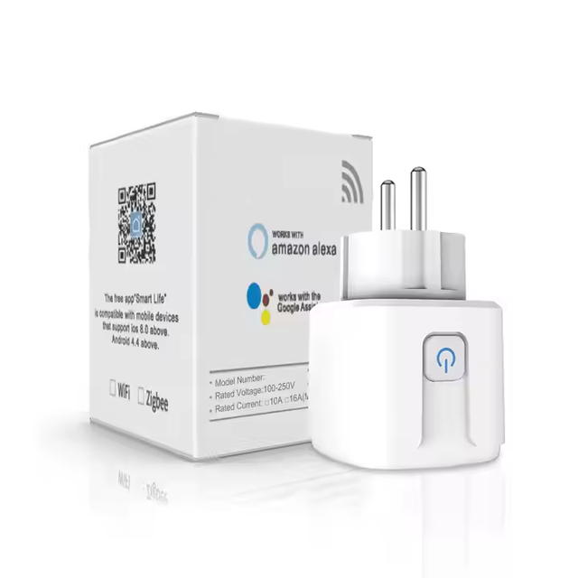 OEM Customized Logo Brand Box Alexa Google Home Voice Control 16A 20A EU Mini Outlet WiFi Smart Home Plug Socket WiFi Tuya