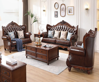 Ensemble de canapés modulaires en cuir véritable de style américain vintage haut de gamme pour appartement et hôtel, villa, brun foncé GSD03