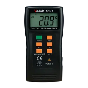 Termómetro Digital Industrial tipo K VICTOR 6801 3 1/2, medidor de humedad, Mini sonda y retención de datos