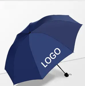 高品质促销雨伞带标志太阳紫外线聚酯尼龙自动广告便携式3折雨伞