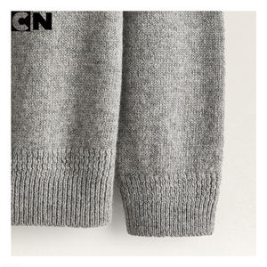 Pull en laine tricoté gris classique pour homme, certifié GRS, fabrication sur mesure, logo personnalisé, chaud pour l'hiver, décontracté - Product Image 4