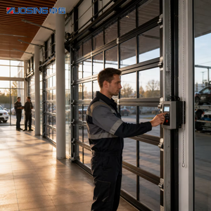 <span class=keywords><strong>Porte</strong></span> <span class=keywords><strong>de</strong></span> <span class=keywords><strong>garage</strong></span> en verre commercial avec cadre en aluminium, panneaux transparents, dimensions personnalisées et quincaillerie <span class=keywords><strong>sectionnelle</strong></span> durable - Product Image 1