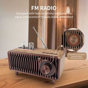 Altavoz Inalámbrico Retro, Radio Vintage de Madera de Nogal, Radio FM Giratoria de 20W con Función de Reproductor de Música por USB/Tarjeta TF/Aux - Product Image 3