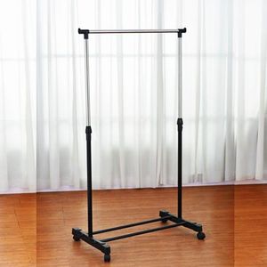 New Updated Double Pole Garment <strong>Rack</strong> Metal <strong>Pipe</strong> Rolling Garment <strong>Display</strong> <strong>Rack</strong> With Wheels - Product Image 6