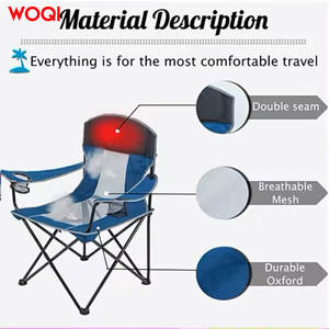 เก้าอี้พับกลางแจ้ง Woqi สีน้ำเงินกรมท่า โครงอะลูมิเนียม ผ้าไนลอน พร้อมที่วางแก้ว สำหรับใช้ในสวนและตั้งแคมป์ - Product Image 5