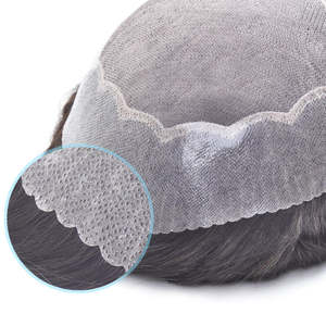 Toupet professionnel naturel articles PU et mono base topper hommes cheveux stock 100% système de remplacement de cheveux humains hommes toupet perruque <span class=keywords><strong>Oscar</strong></span> - Product Image 5