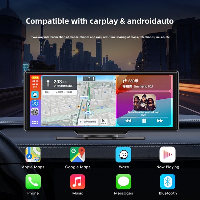 10.26inch Smart Car Screen with CarPlay Android Auto USB Music Connection Online Navigation LCD Display