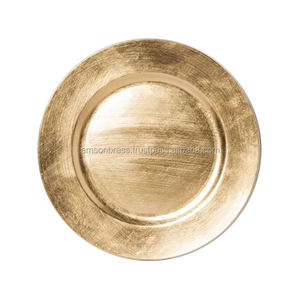 Métal fer or fini côté perlé chargeur plaque Table à manger chargeur plaque assiettes décoratives - Product Image 3